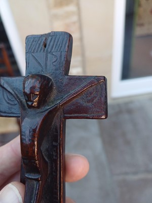 Lot 244 - An Irish Fruitwood Penal Cross, dated 1762,...
