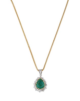 Lot 2300 - An 18 Carat White Gold Emerald and Diamond...