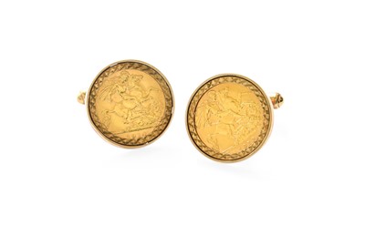 Lot 428 - A Pair of Half Sovereign Cufflinks, dated 1913...