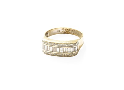 Lot 397 - A Diamond Half Hoop Ring, a row of baguette...