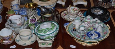 Lot 224 - Two trays of decorative ceramics including miniature tea wares, Copeland jardiniere, pot lids,...