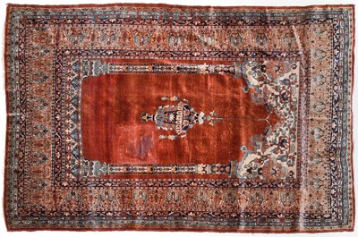 Lot 701 - Tabriz Silk Prayer Rug Northwest Iran, circa...