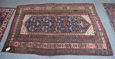 Lot 1121 - Khamseh Rug, the deep indigo field of stepped...