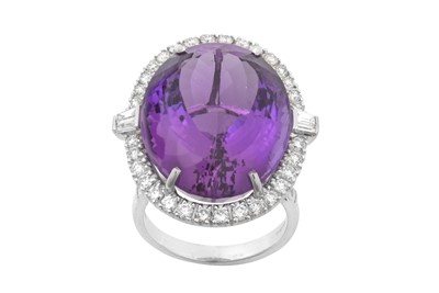 Lot 2322 - An 18 Carat White Gold Amethyst and Diamond...