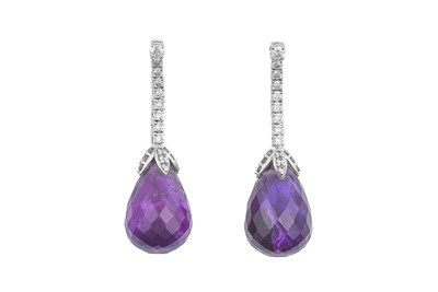 Lot 2335 - A Pair of 18 Carat White Gold Amethyst and...