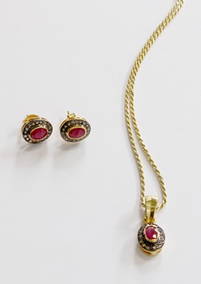 Lot 251 - A Ruby and Diamond Pendant on Chain, the...