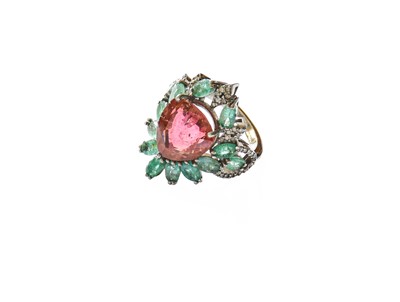 Lot 331 - A Tourmaline, Emerald and Diamond Cluster Ring,...