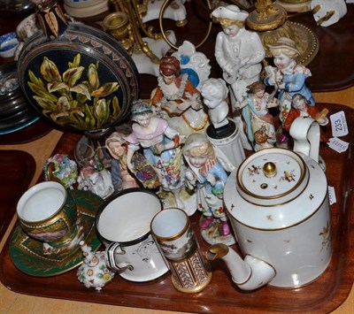 Lot 233 - Tray of decorative figures and ceramics including a Doulton flagon (a.f.) etc
