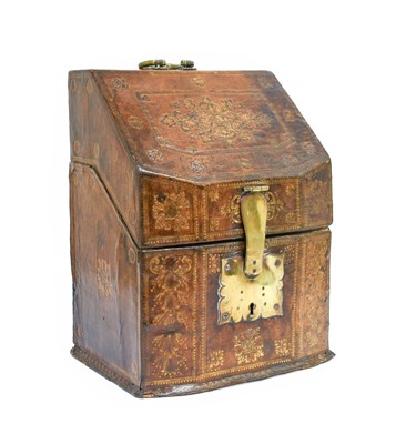 Lot 218 - A George III Gilt-Tooled Leather Knife Box, of...