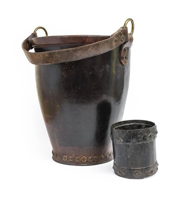 Lot 268 - A Rivetted Leather Fire Bucket, of flared...