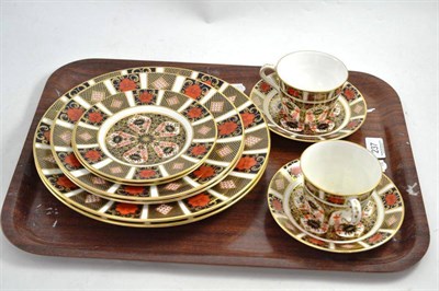 Lot 237 - Two Royal Crown Derby cups and saucers, two dinner plates, two breakfast plates and side plates...