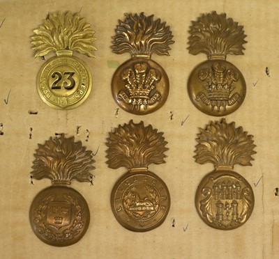 Lot 139 - Six Die-stamped Brass Grenade Badges, to the...