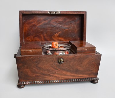 Lot 212 - A Regency Mahogany Tea Caddy, with turned...