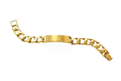 Lot 414 - A 9 Carat Gold Identity Bracelet, the central...