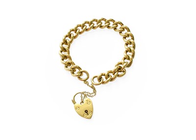 Lot 403 - A 9 Carat Gold Curb Link Bracelet, with a...