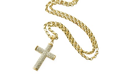 Lot 449 - A 9 Carat Gold Diamond Cross Pendant on Chain,...