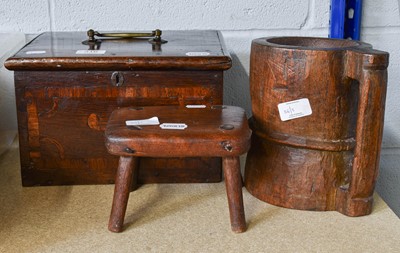 Lot 316 - An Oak Box, 18th century, with brass handle...