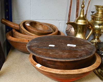 Lot 313 - Six Wood Dug Out Bowls, 19th century,...