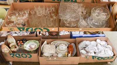 Lot 224 - Five Boxes of Assorted Ceramics and Glass,...