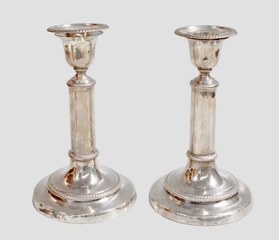 Lot 5 - A Pair of George III Silver Candlesticks, by...