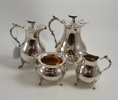 Lot 264 - A Dutch white metal coffee set comprising coffee pot, hot water jug, milk and sugar, the...