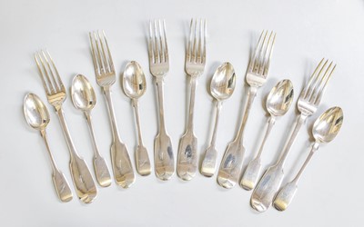 Lot 54 - Six Victorian Silver Table-Forks and Six...