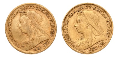 Lot 211 - 2x Victoria, Half Sovereigns 1900 and 1901;...