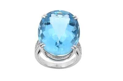 Lot 2289 - An 18 Carat White Gold Aquamarine and Diamond...