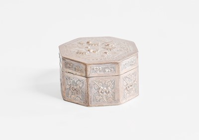 Lot 60 - A Chinese Export Silver Box, octagonal, the...