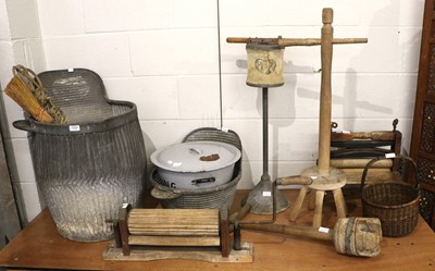 Lot 1252 - Vintage Laundry Equipment, Dolly Tubs, dolly...