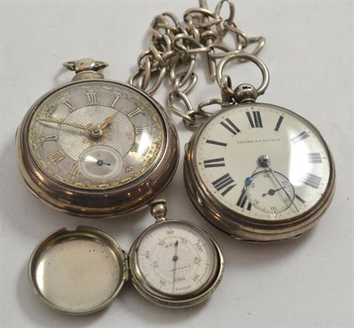 Lot 286 - A silver pair cased pocket watch, a silver open faced pocket watch and a silver chain