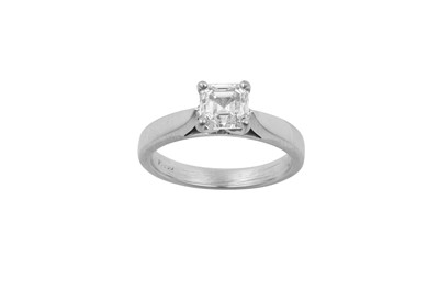 Lot 2275 - A Diamond Solitaire Ring the square emerald...