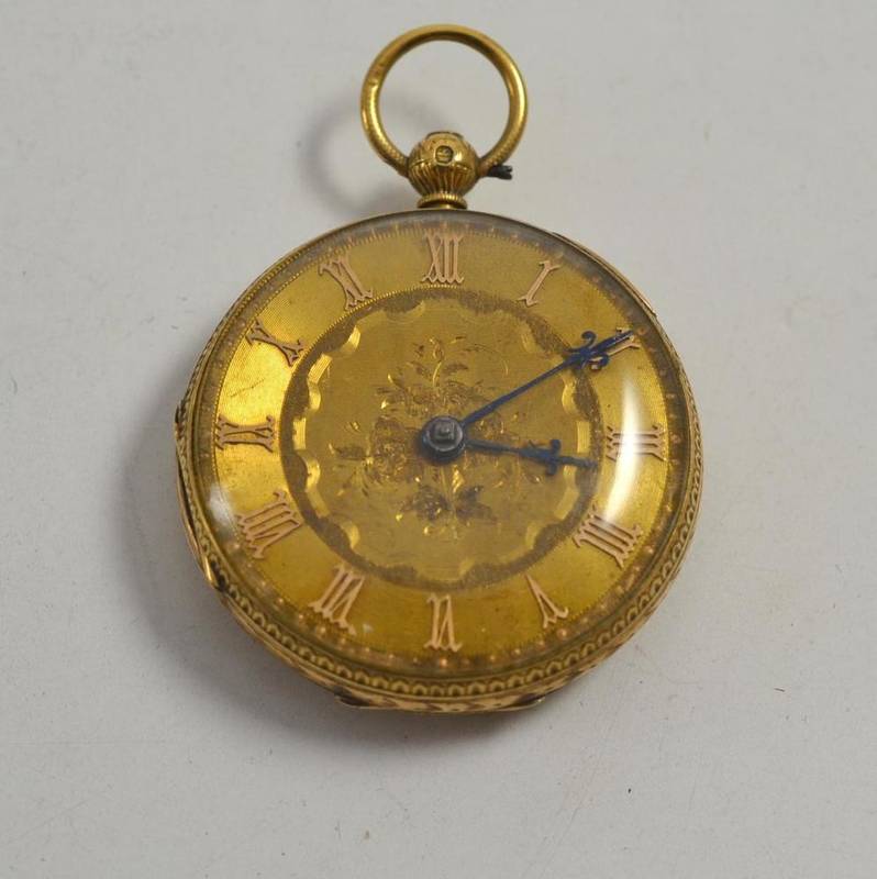 Lot 292 - An 18ct gold fob watch