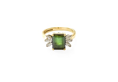 Lot 433 - An 18 Carat Gold Green Tourmaline and Diamond...