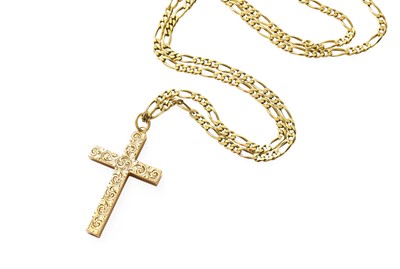 Lot 455 - A 9 Carat Gold Cross Pendant on Chain, pendant...