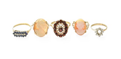 Lot 446 - Five Rings, comprising of two cameo examples,...