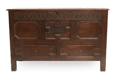 Lot 655 - An Early 18th Century Joined Oak Chest, the...