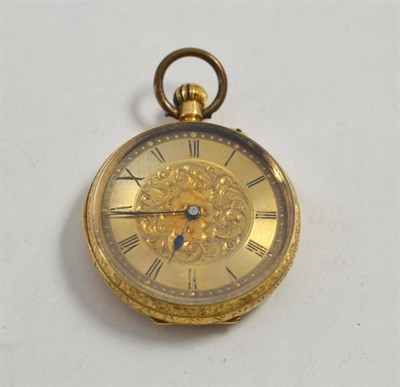 Lot 294 - A lady's fob watch with case stamped 18k