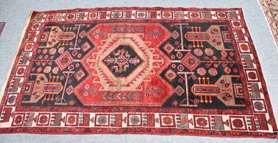 Lot 1116 - Hamadan Rug, the charcoal field with a blood...