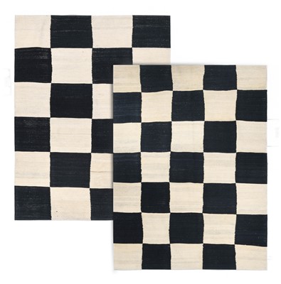 Lot 210 - Two Moroccan Rugs of Checkerboard Design, each...