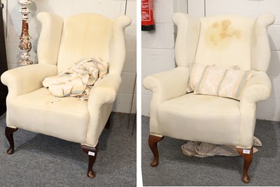 Lot 1225 - Two Georgian Style Wing Back Chairs, together...