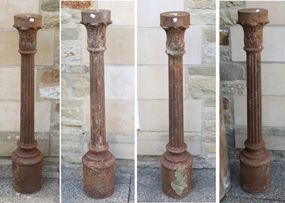 Lot 1198 - Four Cast Iron Pillars, with corinthian tops...