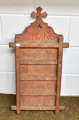 Lot 167 - An Oak Hymm Board, with Gothic pediment, 78cm...