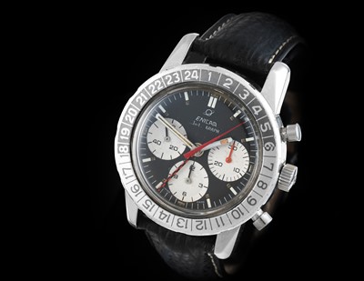 Lot 2155 - Enicar: A Stainless Steel Jumbo Size Dual Time...