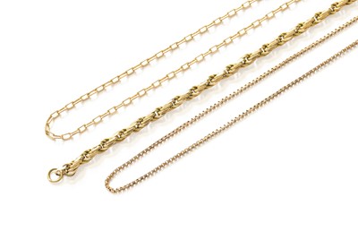 Lot 462 - A 9 Carat Gold Box Link Chain, length 47.7cm;...