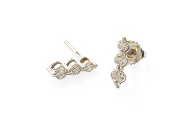 Lot 476 - A Pair of 18 Carat White Gold Diamond Earrings,...