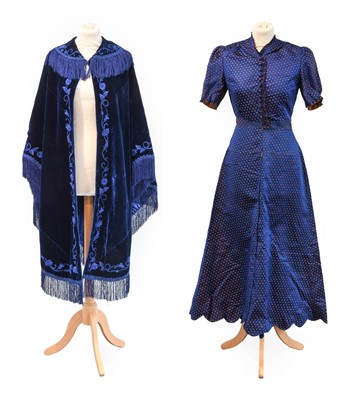 Lot 2191 - Victorian Blue Velvet and Silk Reversible...