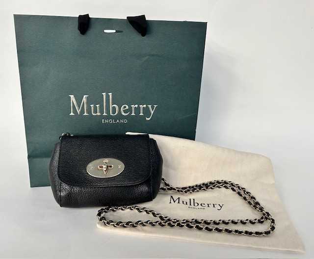 Lot 1036 - Mulberry Mini Lily Black 'Glossy Goat' Leather...