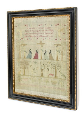 Lot 2060 - Alphabet Sampler Worked by Elizabeth Dern Aged...