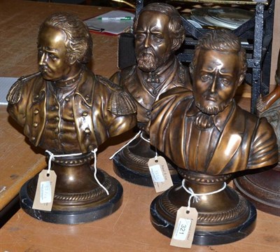 Lot 321 - Three bronze busts of three American worthy's